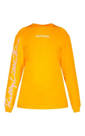 Plt Neon Orange Slogan Oversized Sweater | PrettyLittleThing USA