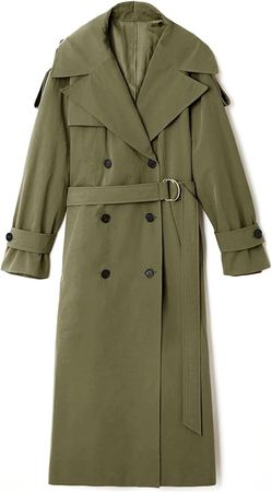 Amazon.com: Farktop Womens Oversized Long Trench Coat Double Breasted Lapel Windproof Overcoat with Belt : Clothing, Shoes & Jewelry