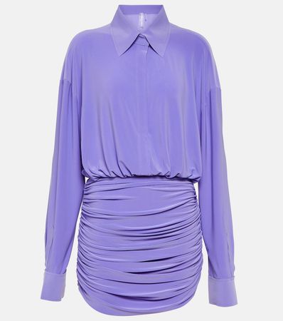 Ruched Shirt Dress in Purple - Norma Kamali | Mytheresa