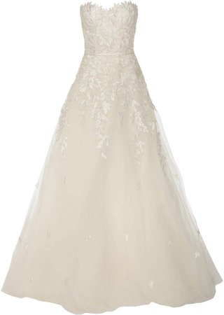 Mira Zwillinger Charla Strapless Embroidered Silk Tulle Gown