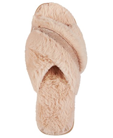 INC International Concepts INC Women's Faux-Fur Crossband Slippers, Created for Macy's & Reviews - Slippers - Shoes - Macy's