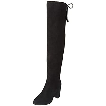DREAM PAIRS Women's Laurence Black Over The Knee Thigh High Chunky Heel Boots Size 9.5 M US | Over-the-Knee