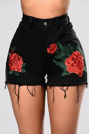 embroidered black high waisted shorts - Google Search