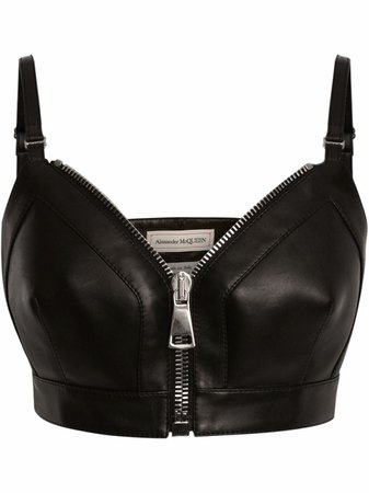 Alexander McQueen zip-front Cropped Leather Top - Farfetch
