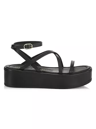 Shop Stuart Weitzman SummerLift Leather Flatform Ankle-Strap Sandals | Saks Fifth Avenue