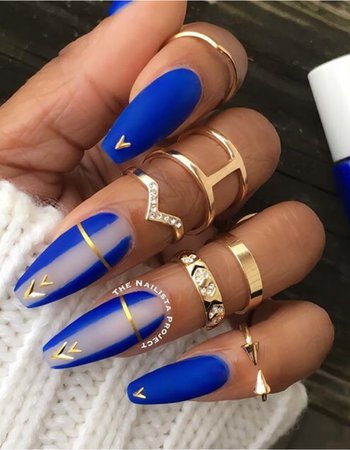 Blue and Gold Nails