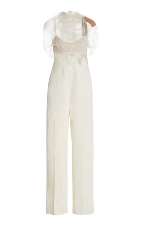 Delilah Tulle And Lace-Trimmed Cady Jumpsuit By Danielle Frankel | Moda Operandi