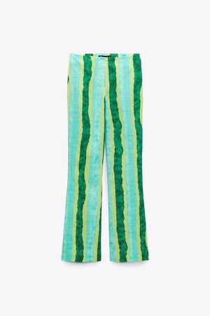 FLARED STRIPED LINEN BLEND PANTS - only one | ZARA United States
