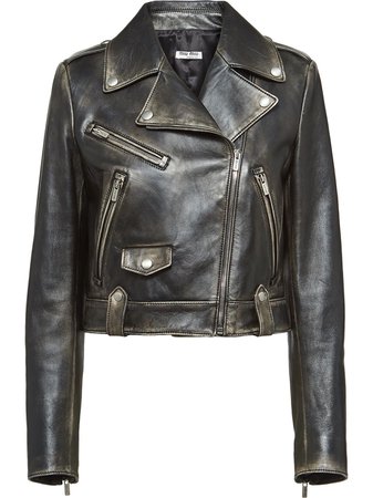Miu Miu Leather Biker Jacket - Farfetch