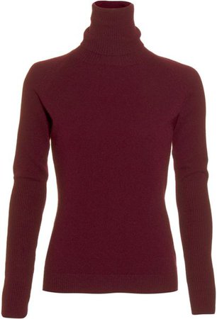 Burgundy Cashmere Turtleneck Sweater Women