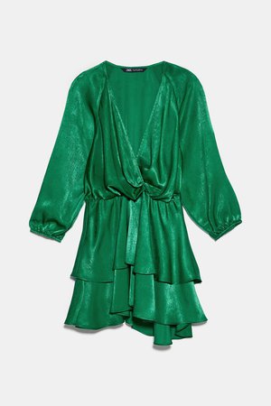 satin green dress