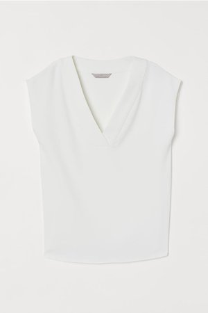 V-neck Blouse - White - | H&M US