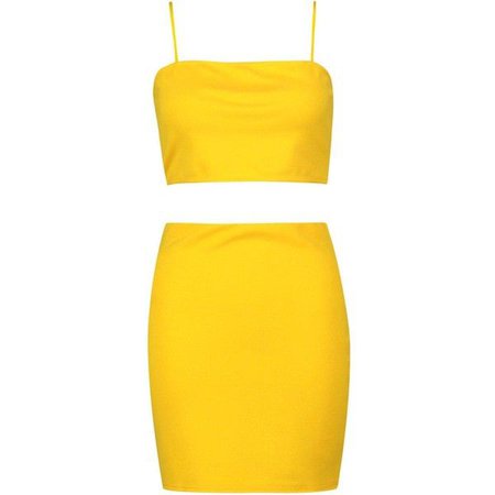 yellow co ord - skirt and crop top
