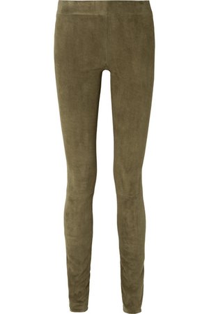 The Row | Tomo paneled stretch-suede skinny pants | NET-A-PORTER.COM