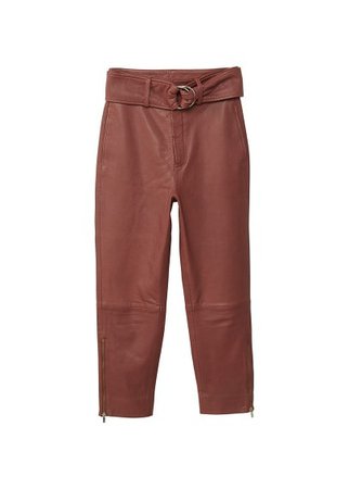 MANGO Leather crop trousers
