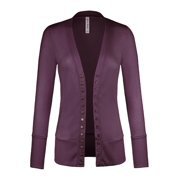 Made by Olivia - Made by Olivia Women's Soft Basic V-Neck Snap Button Down Knit Cardigan Dark Purple M - Walmart.com