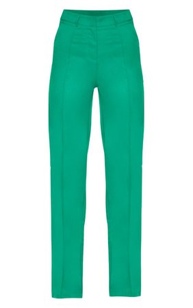 Green High Waisted Straight Leg Pants | PrettyLittleThing USA