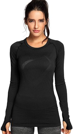 CRZ YOGA Women's Seamless Athletic Long Sleeves Sports Running Shirt Breathable Gym Workout Top Olive Yellow-Slim Fit Large at Amazon Women’s Clothing store