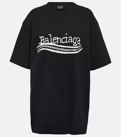 Logo Cotton Jersey T Shirt in Black - Balenciaga | Mytheresa