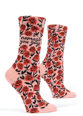 Namaste You Guys Socks | Women's Yoga Socks with Funny Saying & Floral - ModSock