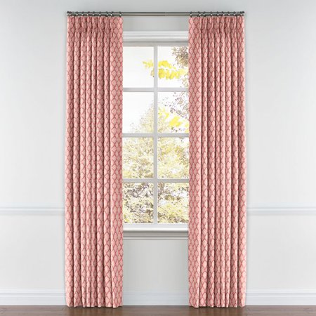 Pink Block Print Pleated Curtains | Loom Decor