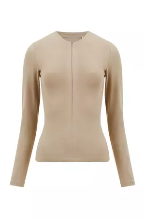 Rallie Long Sleeve Zip Top Incense | French Connection US