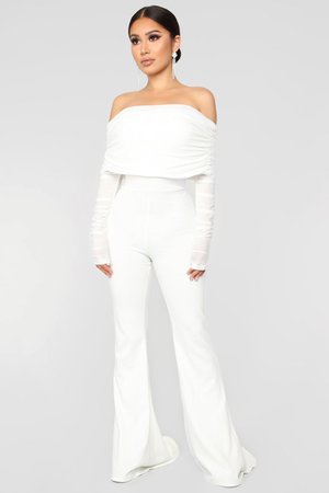 Kendall Ruched Jumpsuit - White