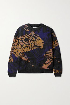 Black Metallic jacquard-knit sweater | SAINT LAURENT | NET-A-PORTER