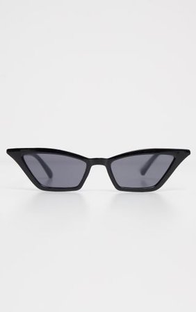 Black Narrow Slim Cat Eye Sunglasses | PrettyLittleThing