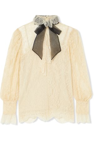 Gucci | Pussy-bow lace blouse | NET-A-PORTER.COM