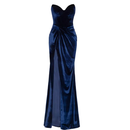 Angelika Jozefczyk Vionett Velvet Evening Gown Navy Blue