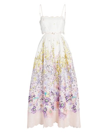 Zimmermann Scalloped Floral Midi Dress | INTERMIX®