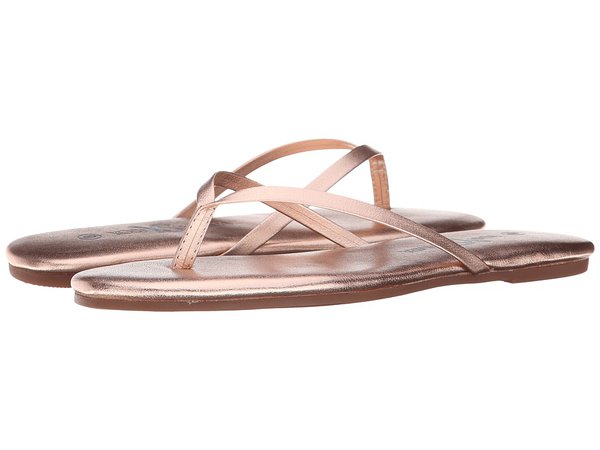 Yosi Samra - Roee Metallic Leather Flip Flop (Rosegold) Women's Sandals