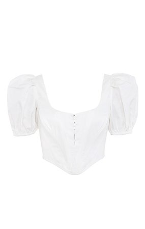 Clothing : Tops : 'Maura' White Puff Sleeve Corset Top