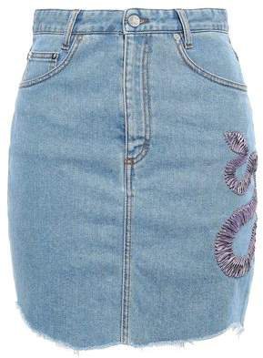 Embroidered Denim Mini Skirt