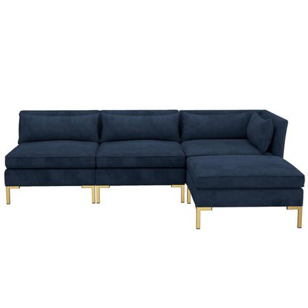 Doyer 3-Piece Open End Velvet Sectional Sofa with Ottoman | Bed Bath & Beyond