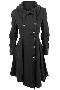 Elegant Single-Breasted Black Gothic Coat – Deadly Girl