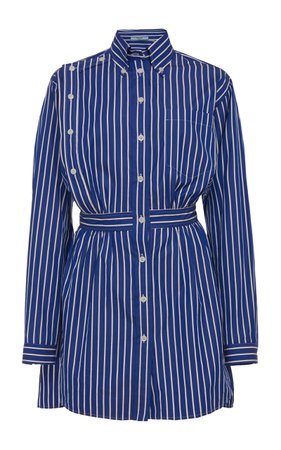 Belted Striped Cotton Button Down Shirt by Prada | Moda Operandi