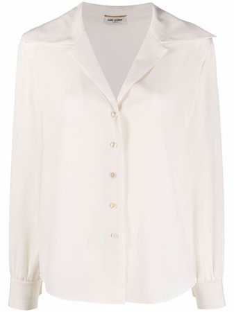 Shop Saint Laurent open collar blouse with Express Delivery - Farfetch