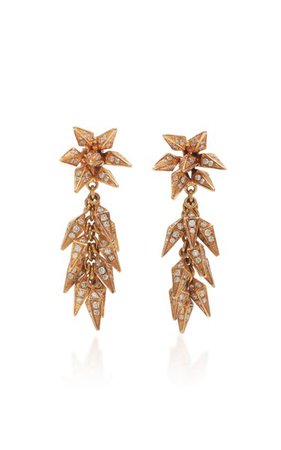 Trickling Diamond Icicle 18k Rose Gold Earrings By Karma El Khalil | Moda Operandi
