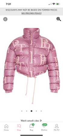 PLT- pink crop puffer jacket