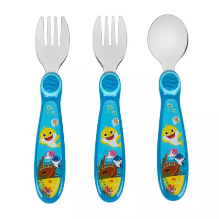 Pink Fong Baby Shark Toddler Forks and Spoon Set - 3 Pieces - Dishwasher Safe Utensils - Walmart.com
