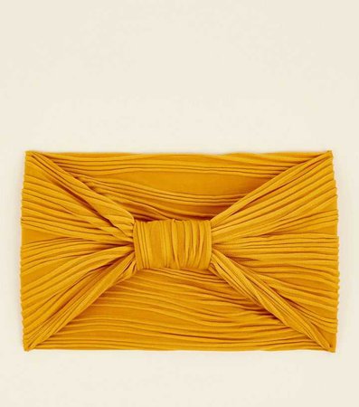 Yellow Knot Front Wide Rib Headband | New Look