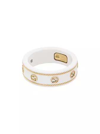 Gucci 18kt Yellow Gold GG Logo Ring - Farfetch