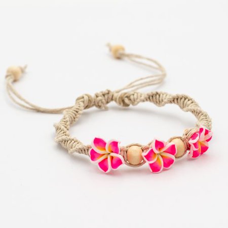 Hot Pink Flower Hemp Bracelet