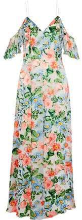 Alves Cold-shoulder Floral-print Fil Coupe Chiffon Maxi Dress