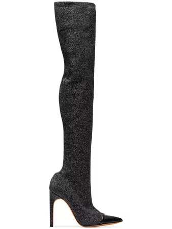Givenchy Black Contrasted 115 Lurex Thigh Boots - Farfetch