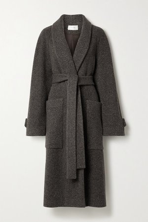 Fiera Belted Wool-jacquard Coat - Gray
