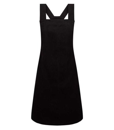 Black Corduroy Button Side Pinafore Dress | New Look