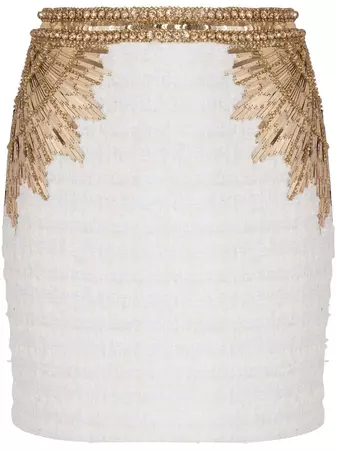 Balmain sequin-embellished Tweed Skirt - Farfetch
